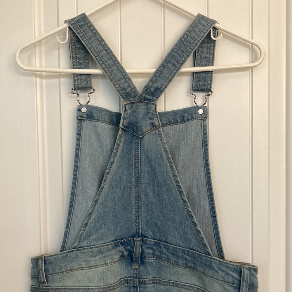 Cat & Jack Girl's Embroidered Unicorn Light Denim Wash Jean Overalls XL (14/16) - Picture 8 of 9